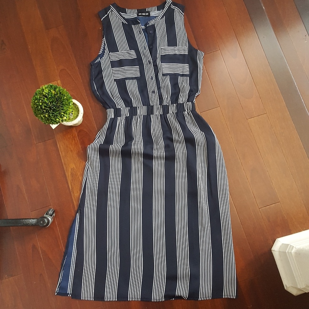 2for10 Nixon Asked Cash blue striped midi dress